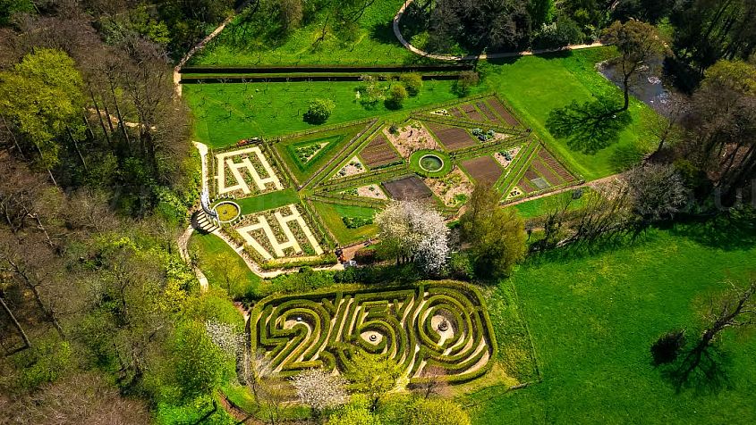 An aerial view of Painswick Rococo Garden. Picture by Rogue State Media.